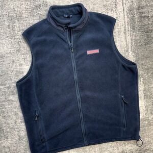 Vineyard Vines Harbor Fleece Vest Mens Large Navy Blue Zip Up Lightweight Travel